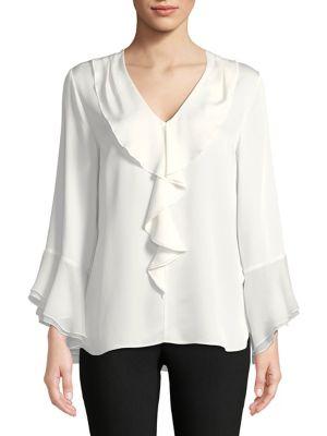 Elie Tahari Juliana Silk Ruffle Blouse