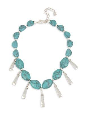 Robert Lee Morris Soho Turks & Beads Silvertone And Turquoise Shaky Collar Necklace