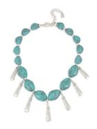 Robert Lee Morris Soho Turks & Beads Silvertone And Turquoise Shaky Collar Necklace