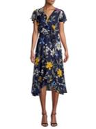 Adrianna Papell Ruffle-trimmed Floral Sheath Dress