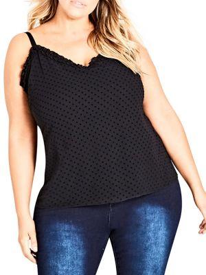 City Chic Plus Ruffle Polka-dot Camisole