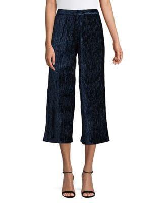 Miss Selfridge Velvet Plisse Cropped Wide Leg Pants