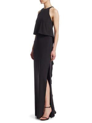 Halston Heritage Popover Long Ruffle Dress