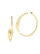 Robert Lee Morris Collection Golden Target Bypass Curve Hoop Earrings
