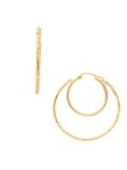 Lord & Taylor 14k Yellow Gold Textured Double Hoop Earrings