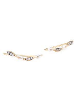 Nadri Villa Goldplated Sterling Silver & White Topaz Climber Earrings