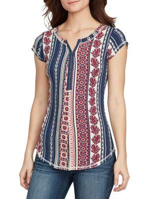 William Rast Cap Sleeve Henley Top