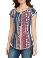 William Rast Cap Sleeve Henley Top