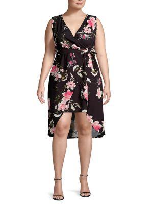 Quiz Curve Plus Floral Wrap Dress