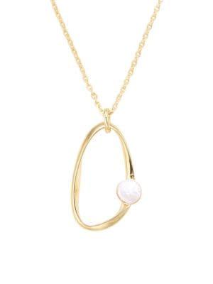 Design Lab Goldplated Beaded Hoop Pendant Necklace