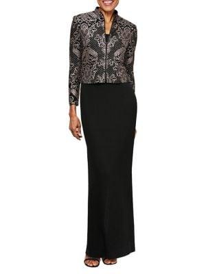 Alex Evenings 2-piece Printed Jacket & Column Gown Set