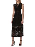 Ml Monique Lhuillier Floral Lace Velvet Shift Dress