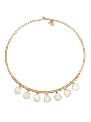 Lord Taylor Faux Pearl And Wire Wrap Necklace