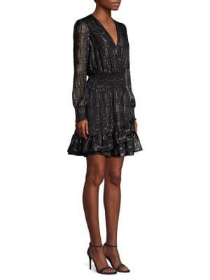 Michael Michael Kors Metallic Blouson Flare Dress