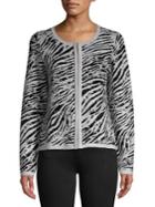 Donna Karan Zebra Print Jacquard Cardigan