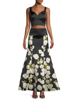 Jump Two-piece Cropped Top And Trumpet Skirt