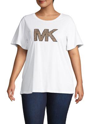 Michael Michael Kors Plus Cheetah-print Logo Tee
