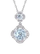Sonatina Blue Topaz Diamond 14k White Gold Quatrefoil Tiered Necklace