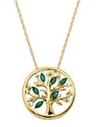 Lord & Taylor 14kt. Yellow Gold Diamond And Emerald Pendant Necklace