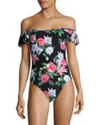 Vince Camuto Ruffle Bandeau Style One-piece Swimsuit