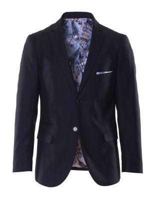 Paisley And Gray Slim-tailored Sharkskin Suit Jacket