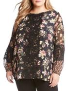 Karen Kane Plus Floral Lace Panel Top