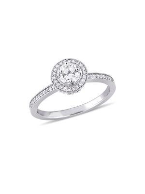 Sonatina 14k White Gold And Diamond Halo Engagement Ring