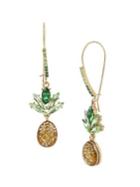 Betsey Johnson Picnic Pineapple Goldtone & Crystal Drop Earrings