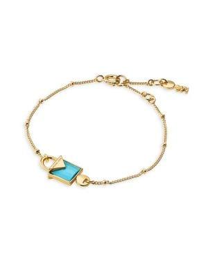 Michael Kors Turquoise And Sterling Silver Mercer Padlock Bracelet