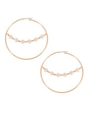 Bcbgeneration Floral Link Chain Hoop Earrings