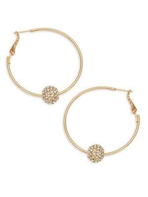 Design Lab Rhinestone Charm Hoop Earrings