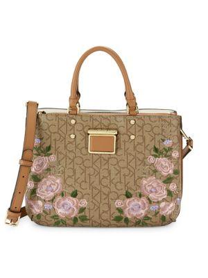Calvin Klein Dani Floral Monogram Canvas Satchel
