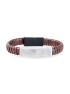 Lord & Taylor Stainless Steel & Leather Usb Charging Bracelet