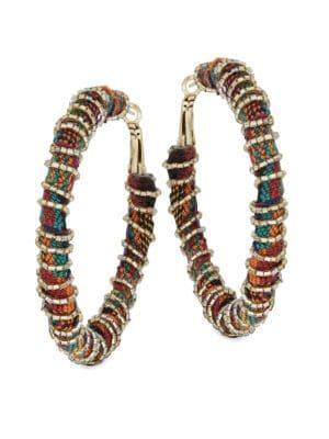 Design Lab Fabric Wrapped Beaded Hoop Earrings