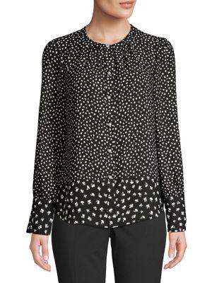 Karl Lagerfeld Paris Floral Pearl Button Front Shirt