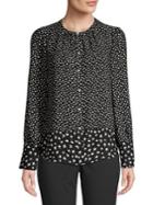 Karl Lagerfeld Paris Floral Pearl Button Front Shirt