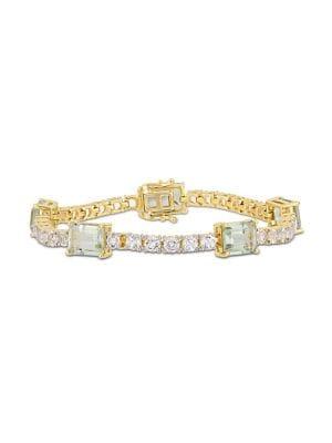 Sonatina Green Amethyst And White Topaz Station Link Bracelet