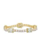 Sonatina Green Amethyst And White Topaz Station Link Bracelet