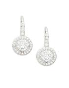 Nadri Crystal And Sterling Silver Fixed Framed Earrings