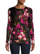 Lord & Taylor Floral Merino Wool Sweater