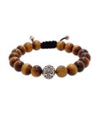 Lord & Taylor Round Tiger Eye And Silver Bead Bracelet