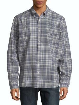 Black Brown Madras Plaid Cotton Button-down Shirt