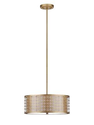 Safavieh Giotta 3 Antique Gold 18-inch Dia Drum Adjustable Pendant Light