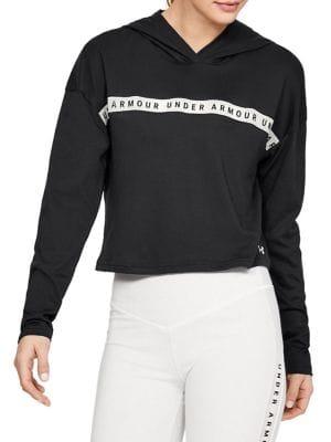 Under Armour Logo Taped Cropped Cotton Blend Sweatshirt