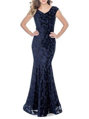 Decode 1.8 Cowlneck Long Velvet Mermaid Gown
