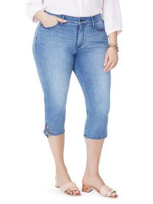 Nydj Plus Lace-up Hem Denim Capri