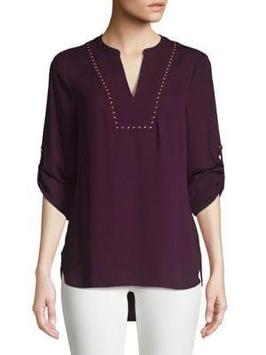 Ivanka Trump Embellished Split Neck Tunic