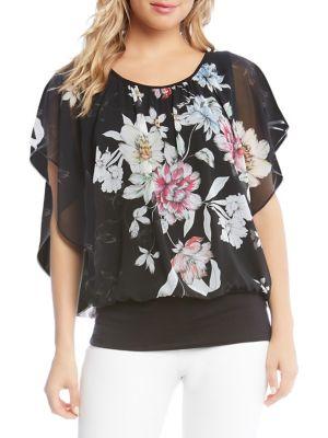 Karen Kane Floral Cascade-sleeve Top