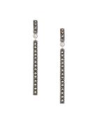 Lord & Taylor Sterling Silver And Marcasite Linear Earrings