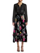 French Connection Edith Floral-print Velvet Maxi Dress